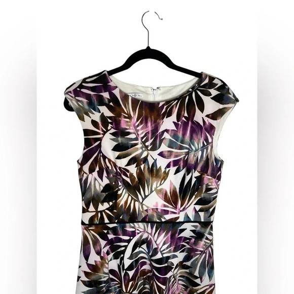 Maggy London Watercolor Floral Fir and Flare Knit Career Cocktail Dress Size 10 - Picture 2 of 4